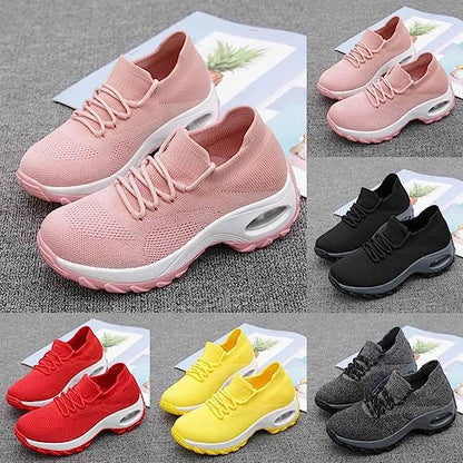 Sneaker Hausschuhe rosa Mesh Schuhe Dicke Kissen weiße Turnschuhe für Frauen Slip auf Leder 